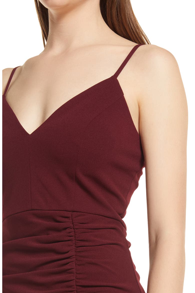 Side Ruched Sleeveless Dress, Alternate, color, WINE