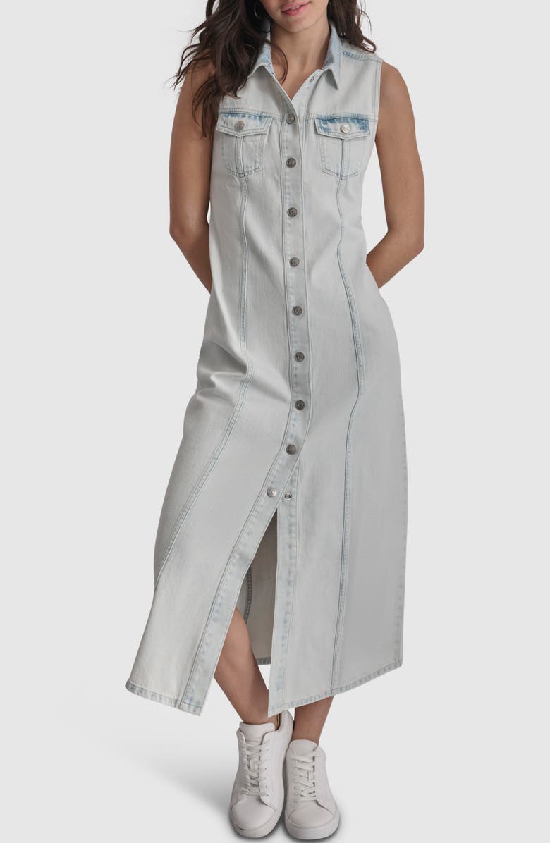 DKNY Jeans Sleeveless Denim Maxi Shirtdress, Main, color, Billboard
