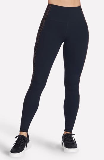 Skechers Go Walk® Full Length High-waisted Cheetah Print Pocket Leggings In Black