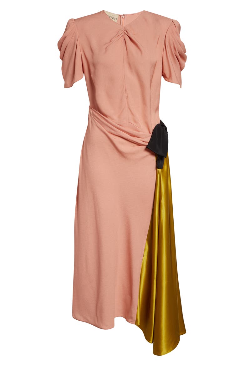 Draped Keyhole Midi Dress, Alternate, color, CORAL