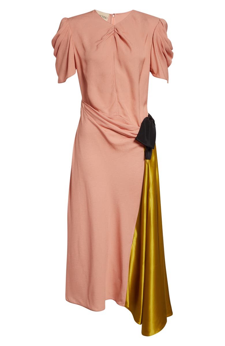 Valentino Draped Keyhole Midi Dress, Main, color, Coral