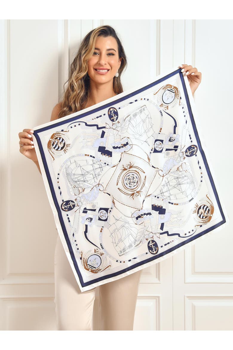 Pure Silk Printed Square Scarf, Alternate, color, DarkBlue
