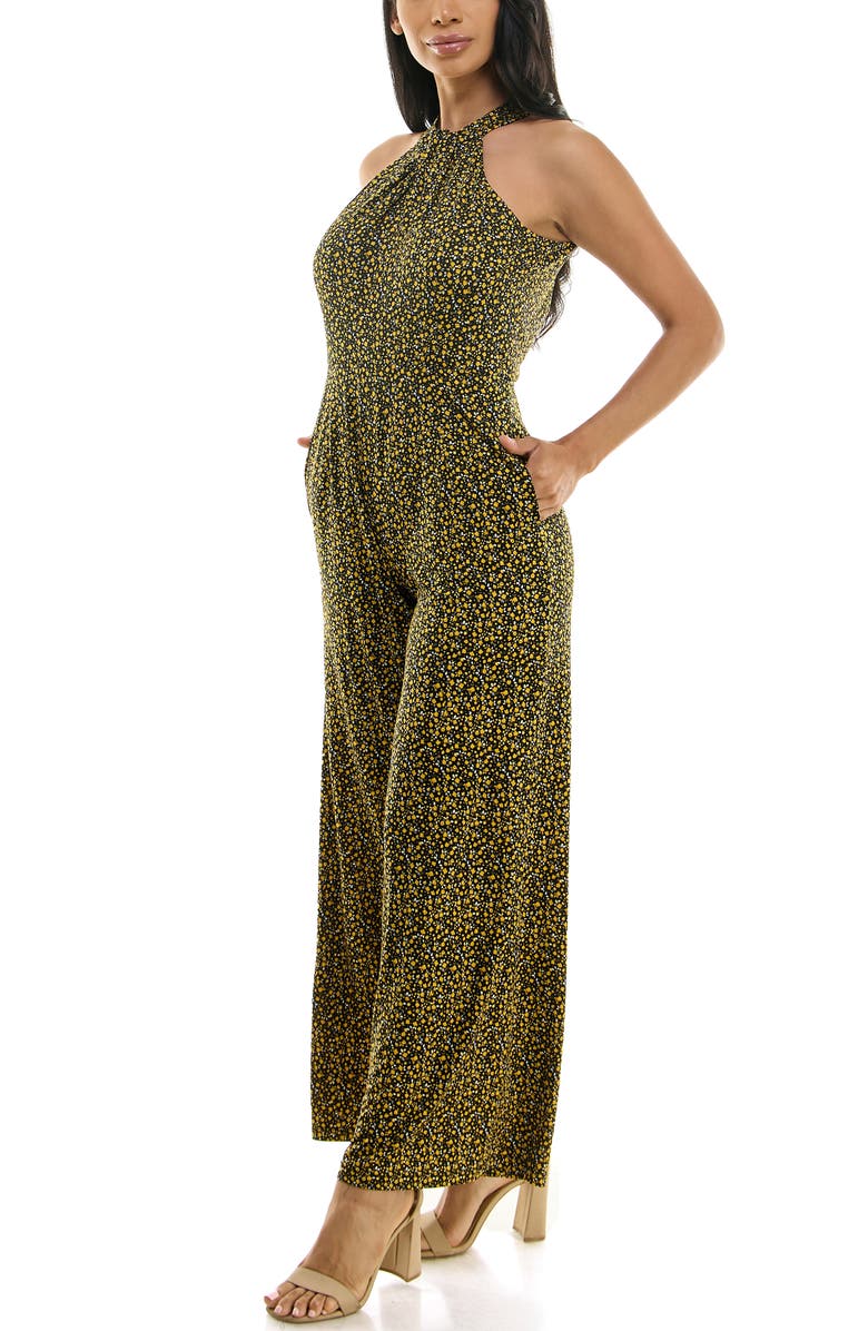 Nina Leonard Twisted Halter Neck Jumpsuit, Alternate, color, 