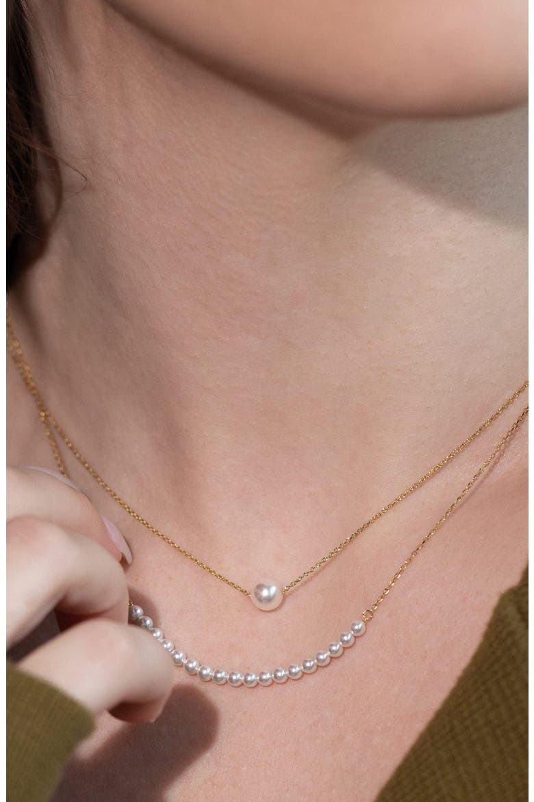 Sterling Silver 18k Gold Plated Abby Single Pearl Necklace Dainty Classic, Alternate, color, Gold