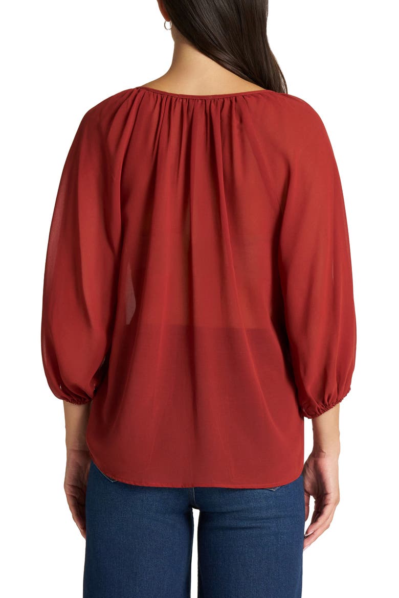 Tie Front Raglan Sleeve Top, Alternate, color, RUST
