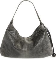 Marni Medium Croc Embossed Leather Hobo Bag