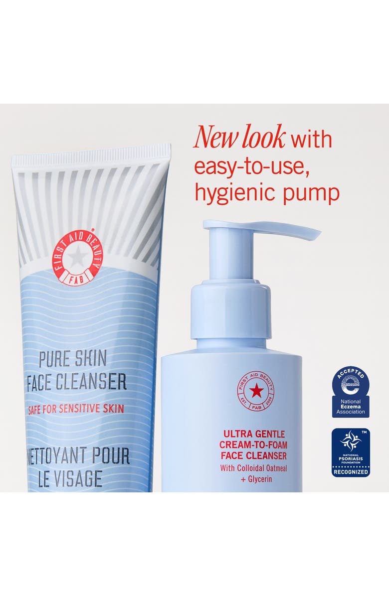 First Aid Beauty Ultra Gentle Cream-to-Foam Face Cleanser with Colloidal Oatmeal + Glycerin, Alternate, color,