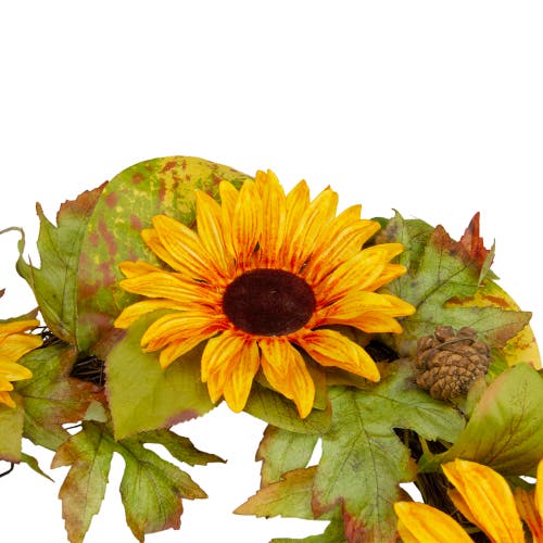 Northlight Yellow Sunflower And Pine Cone Artificial Fall Harvest Wreath In Multi