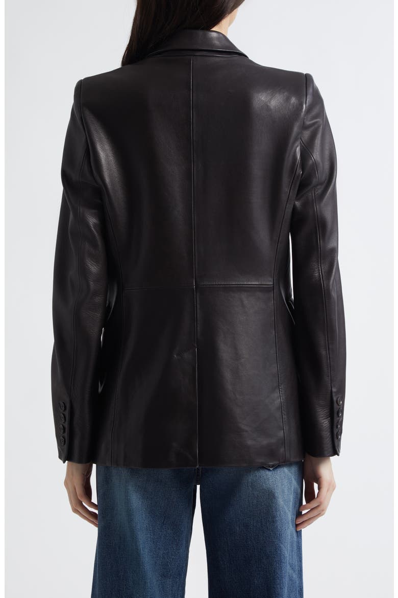 Belmonde One-Button Lambskin Leather Blazer, Alternate, color, BLACK