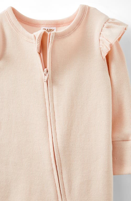 Cotton On Kids The Billie Long Sleeve Rib Romper In Pink Pearl Logo