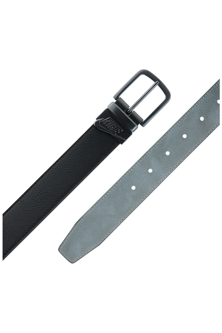 Reversible Contoured Swoosh Feather Edge Belt, Alternate, color, BLACK/GREY