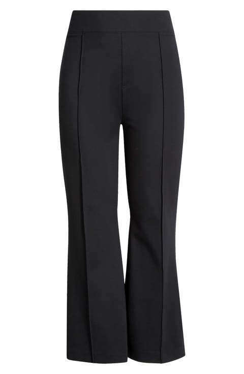 High Waist Flare Leg Stretch Ponte Pants (Petite Plus)