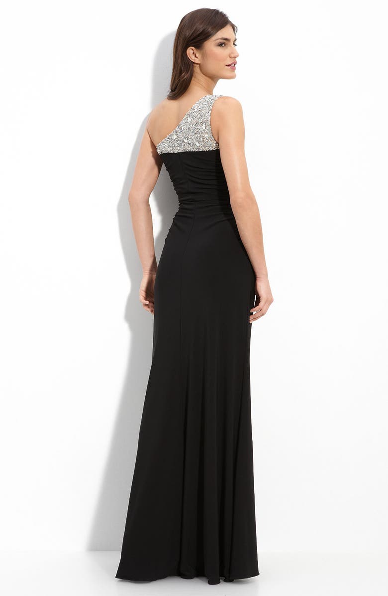 JS Boutique Beaded One Shoulder Jersey Gown, Alternate, color, 