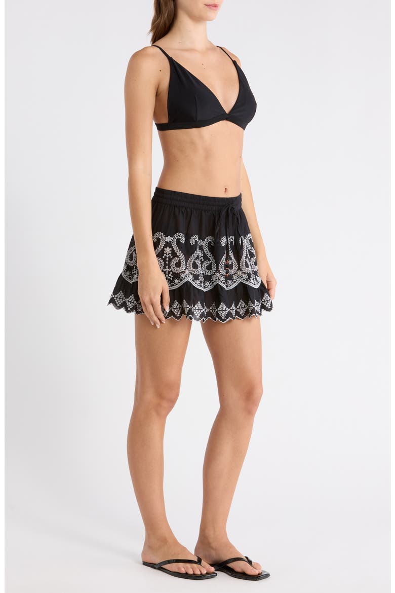 Judith Eyelet Embroidery Miniskirt, Alternate, color, BLACK / WHITE EYELET