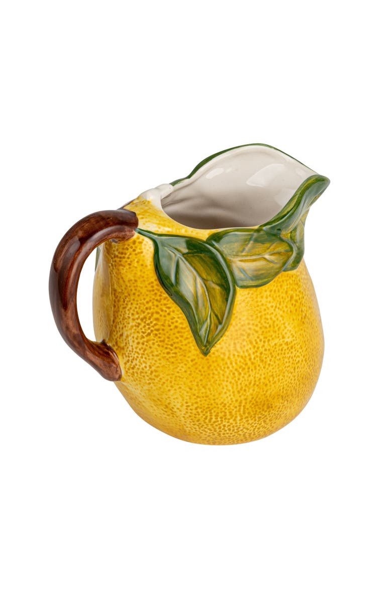 Storied Home Sunny Orchard Stoneware Lemon Pitcher, Main, color, Yellow