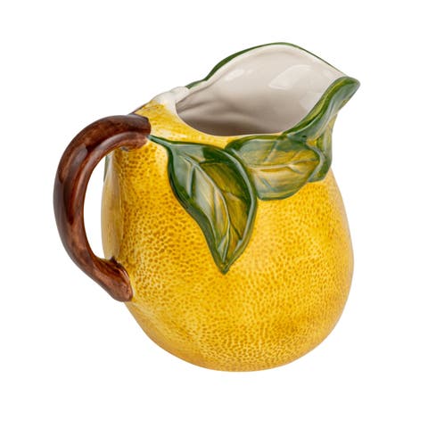Sunny Orchard Stoneware Lemon Pitcher