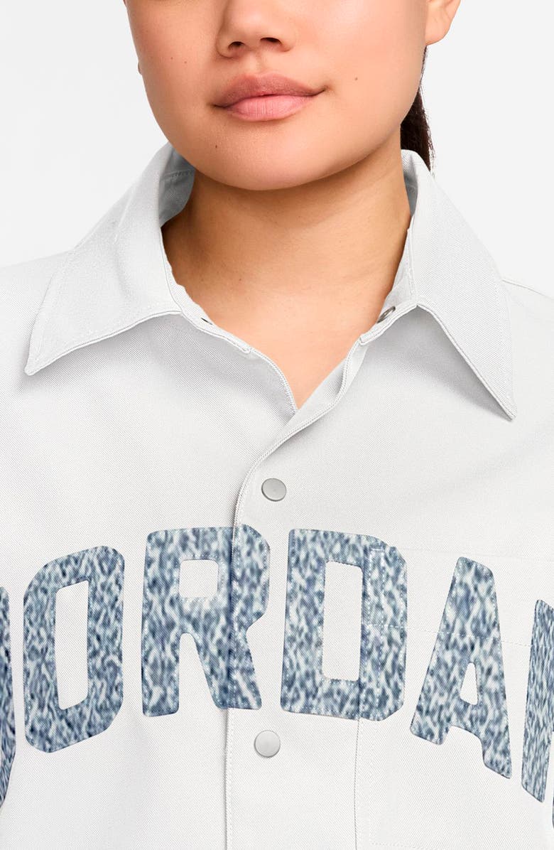 Jordan Flight Short Sleeve Snap-Up Shirt, Alternate, color, White