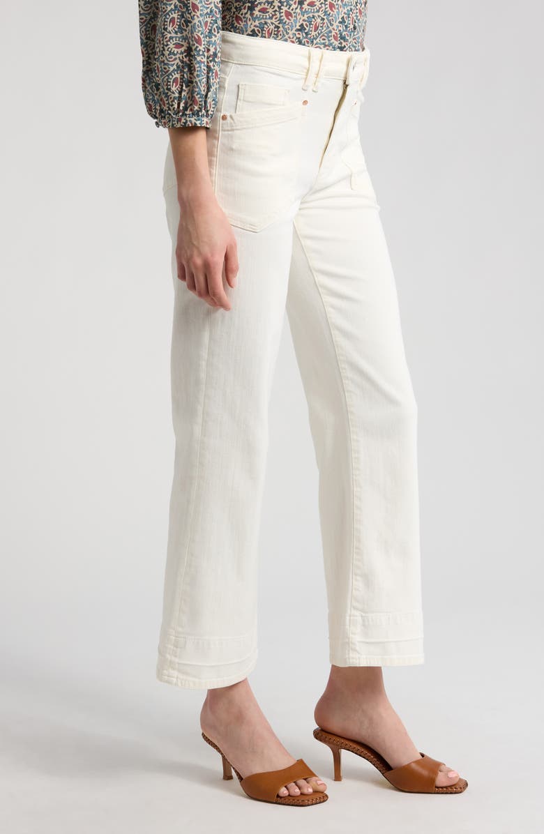 PAIGE Leenah Western High Waist Ankle Wide Leg Jeans, Alternate, color, Tonal Ecru