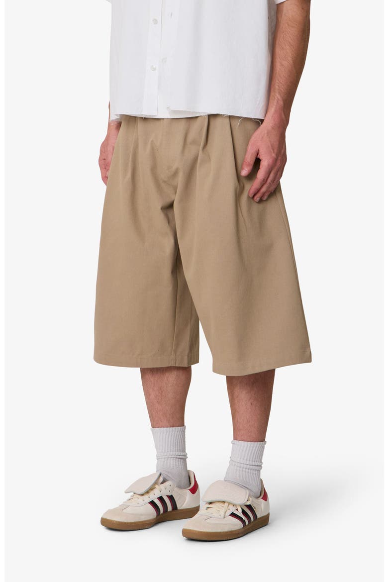 Baggy Fit Pleated Cotton Twill Shorts, Alternate, color, KHAKI