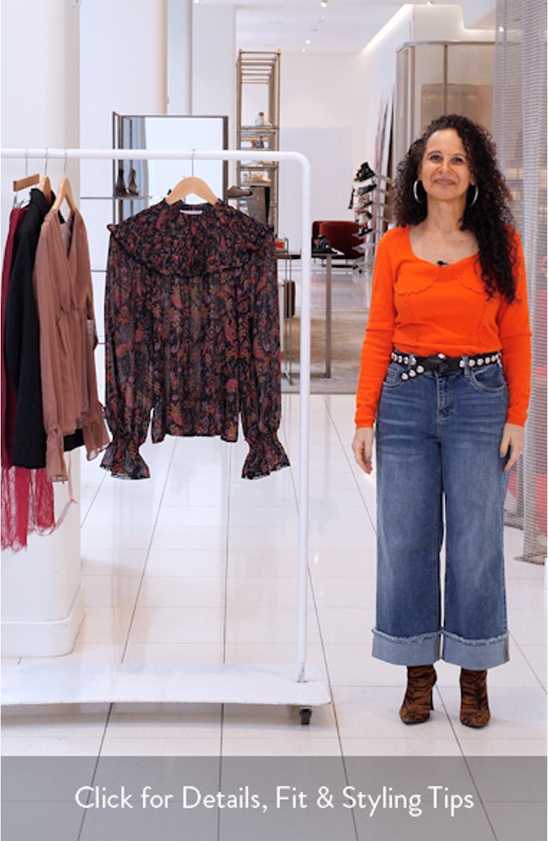 Floral Metallic Smocked Yoke Top, sales video thumbnail