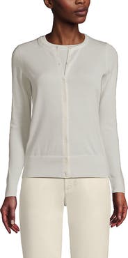 Lands' End Fine Gauge Cotton Cardigan Sweater