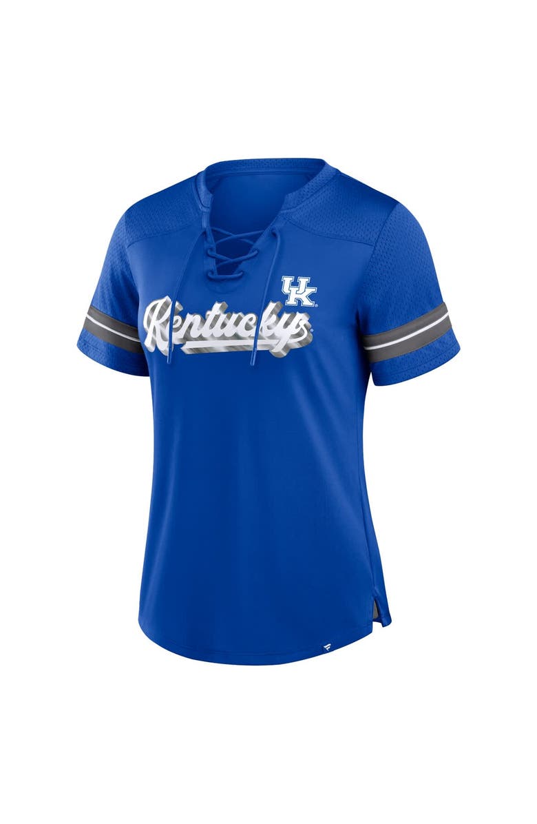 FANATICS Women's Fanatics Royal Kentucky Wildcats Fundamental Overtime Readiness Athena Lace-Up V-Neck T-Shirt, Alternate, color, 