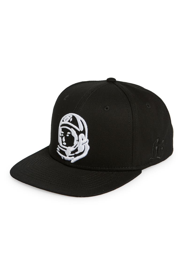 Embroidered Helmet Snapback Hat, Main, color, BLACK