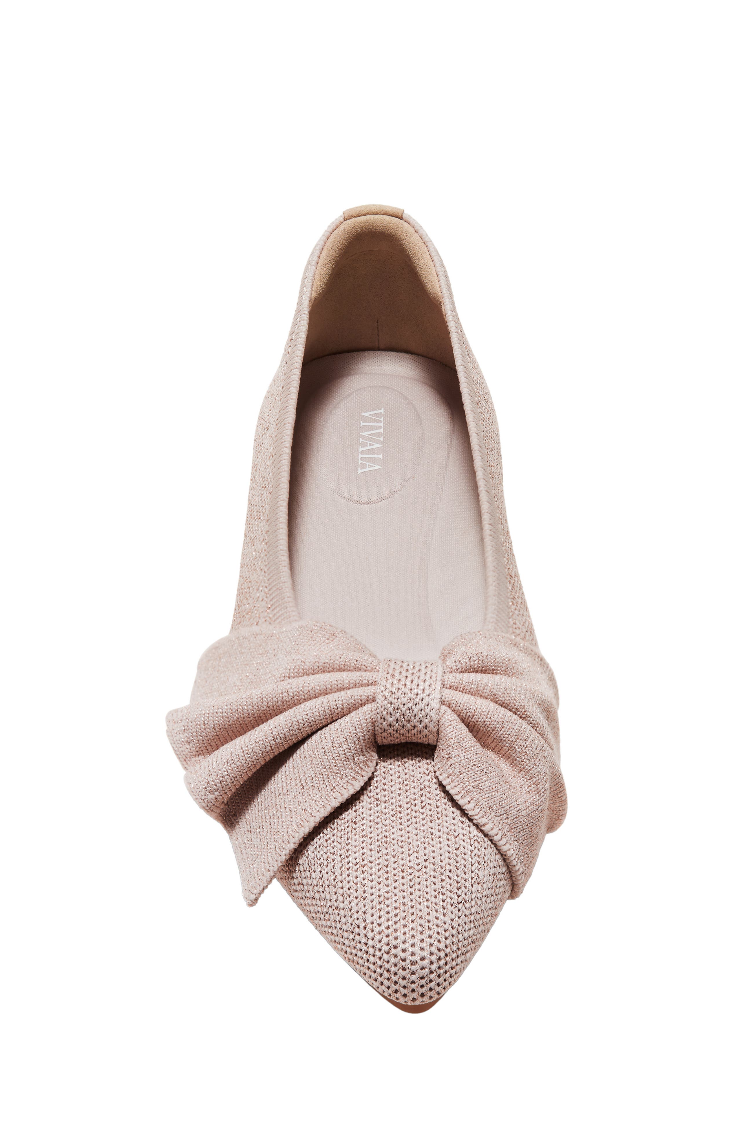 Azura Pointed-Toe Bow Flats, Alternate, color, Rose Gold