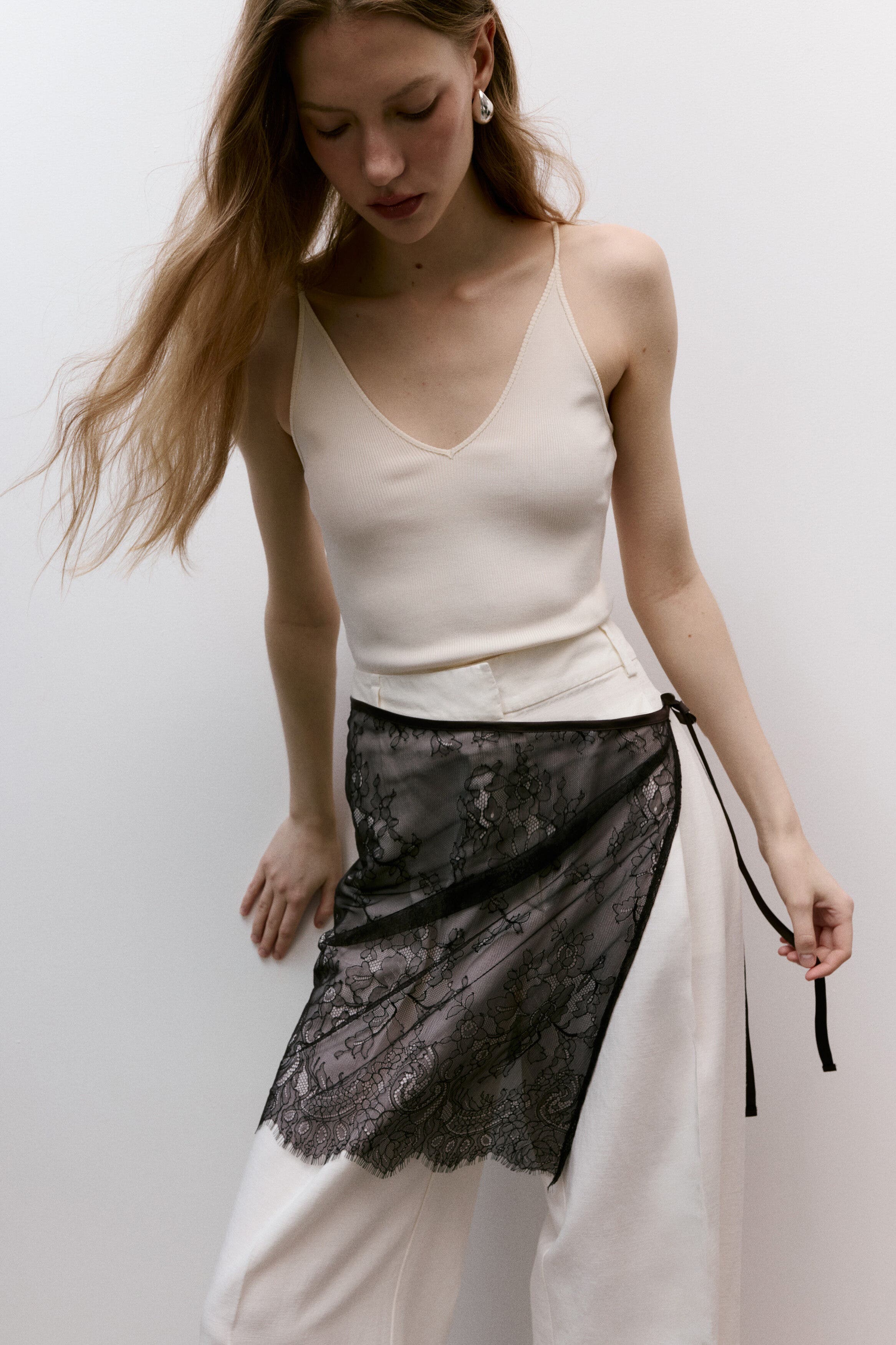 H&M Lace Hip Scarf, Alternate, color, Dark Brown