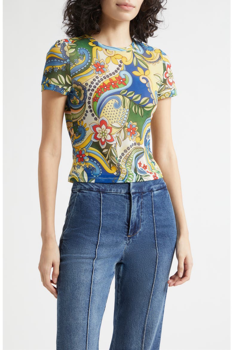 Tess Stretch Mesh T-Shirt, Main, color, HEAT WAVE