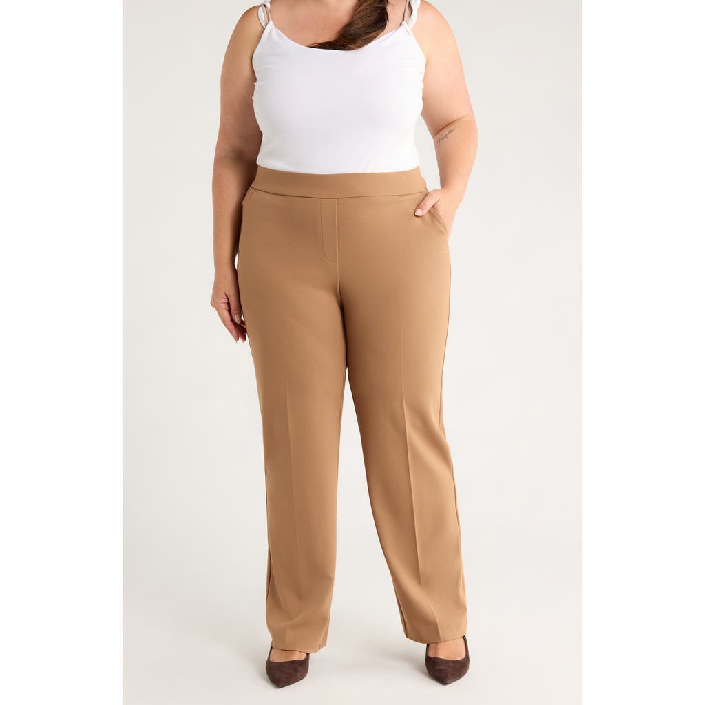 Ak Anne Klein High Waist Pull-on Pants In White