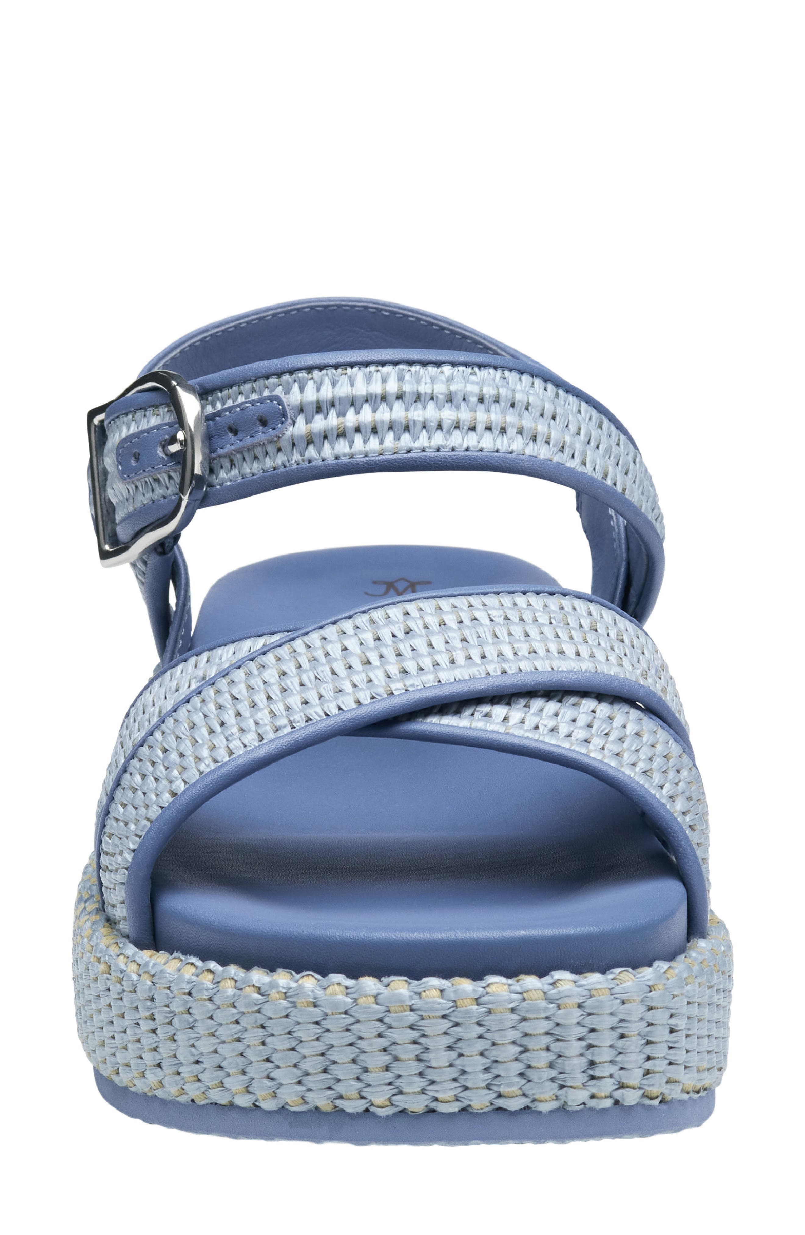 Johnston & Murphy Carli Ankle Strap Platform Sandal, Alternate, color, Light Blue Raffia