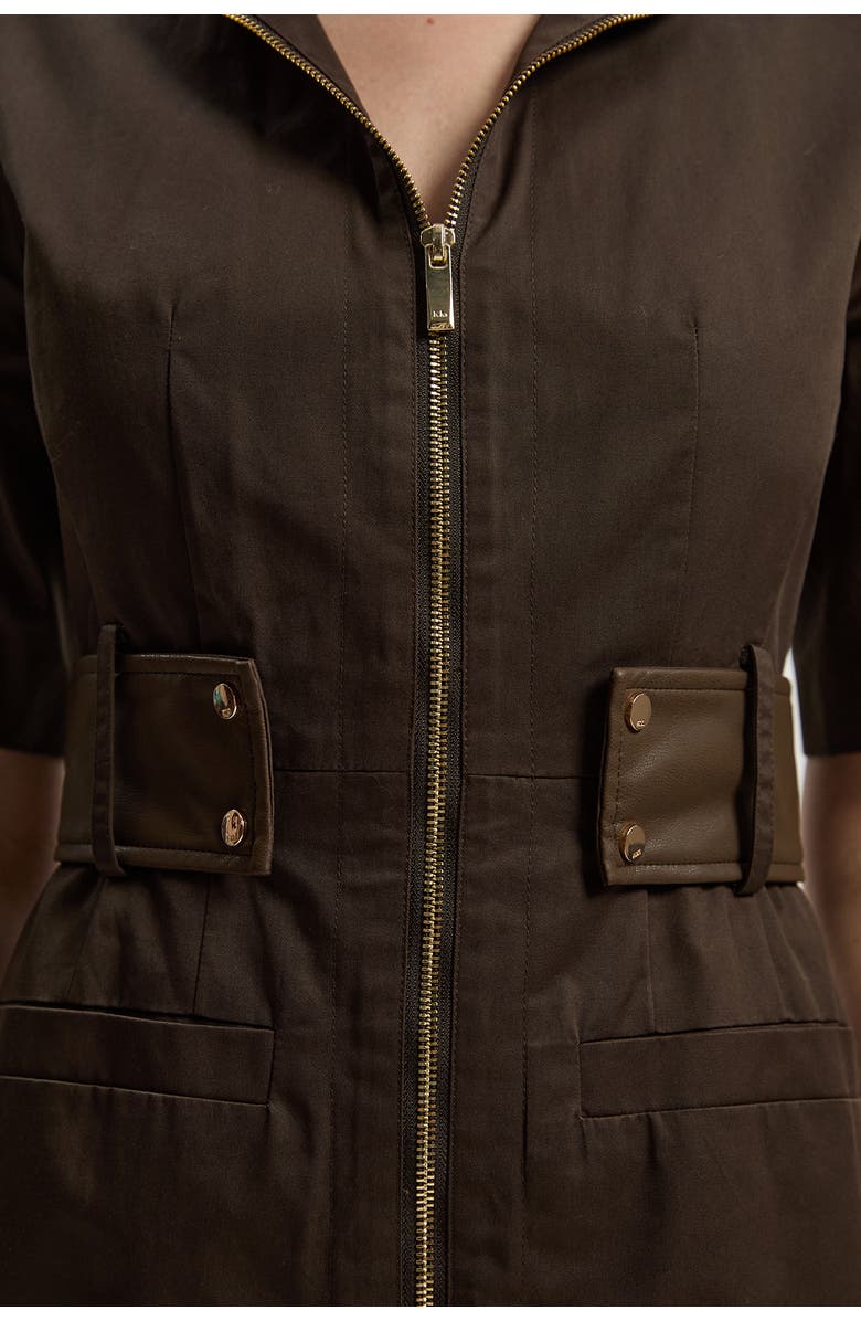 Karen Millen Cotton Utility Midi Dress, Alternate, color, Chocolate