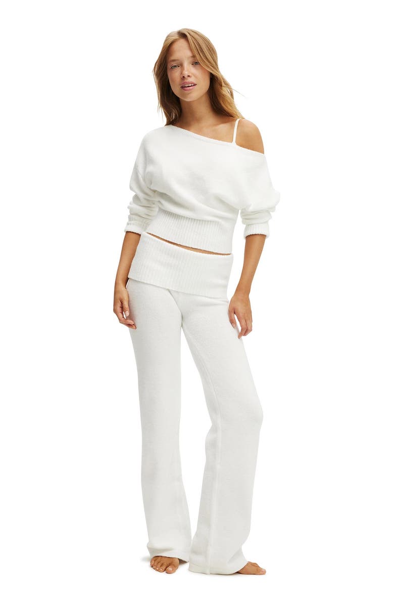 COTTON ON BODY Women's Off The Shoulder Fluffy Knit Jumper, Alternate, color, Coconut Milk