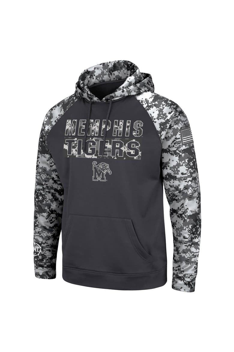 Men's Colosseum Charcoal Memphis Tigers OHT Military Appreciation Digital Camo Pullover Hoodie, Alternate, color, Charcoal