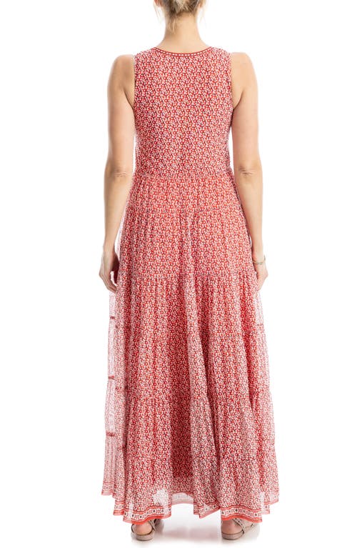 Shop Max Studio Twist Front Sleeveless Maxi Dress In Red/black Small Buds