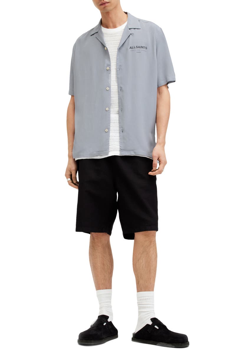AllSaints Access Short Sleeve Graphic Camp Shirt, Alternate, color,
