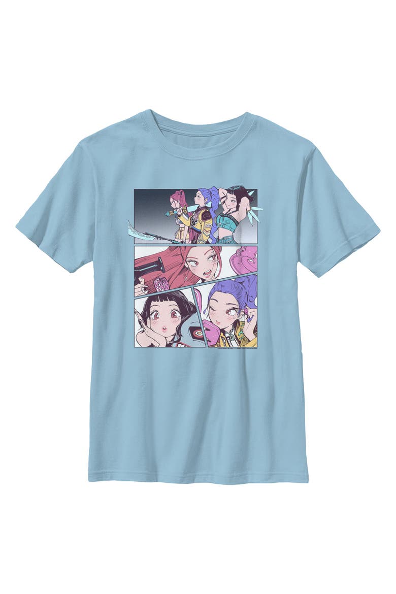 Boy's KPop Demon Hunters Huntrix Manhwa Panels  Graphic T-Shirt, Main, color, Light Blue
