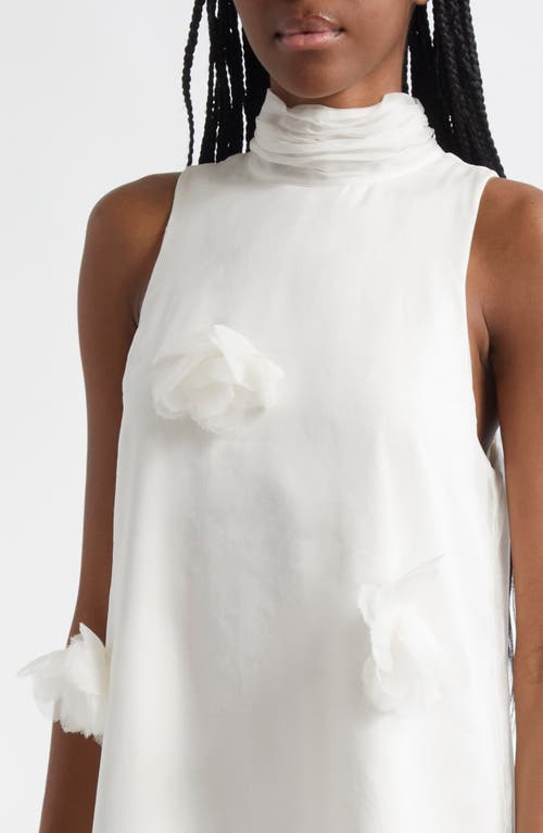 Shop Cinq À Sept Sylvia Floral Appliqué Silk Chiffon Minidress In Ivory