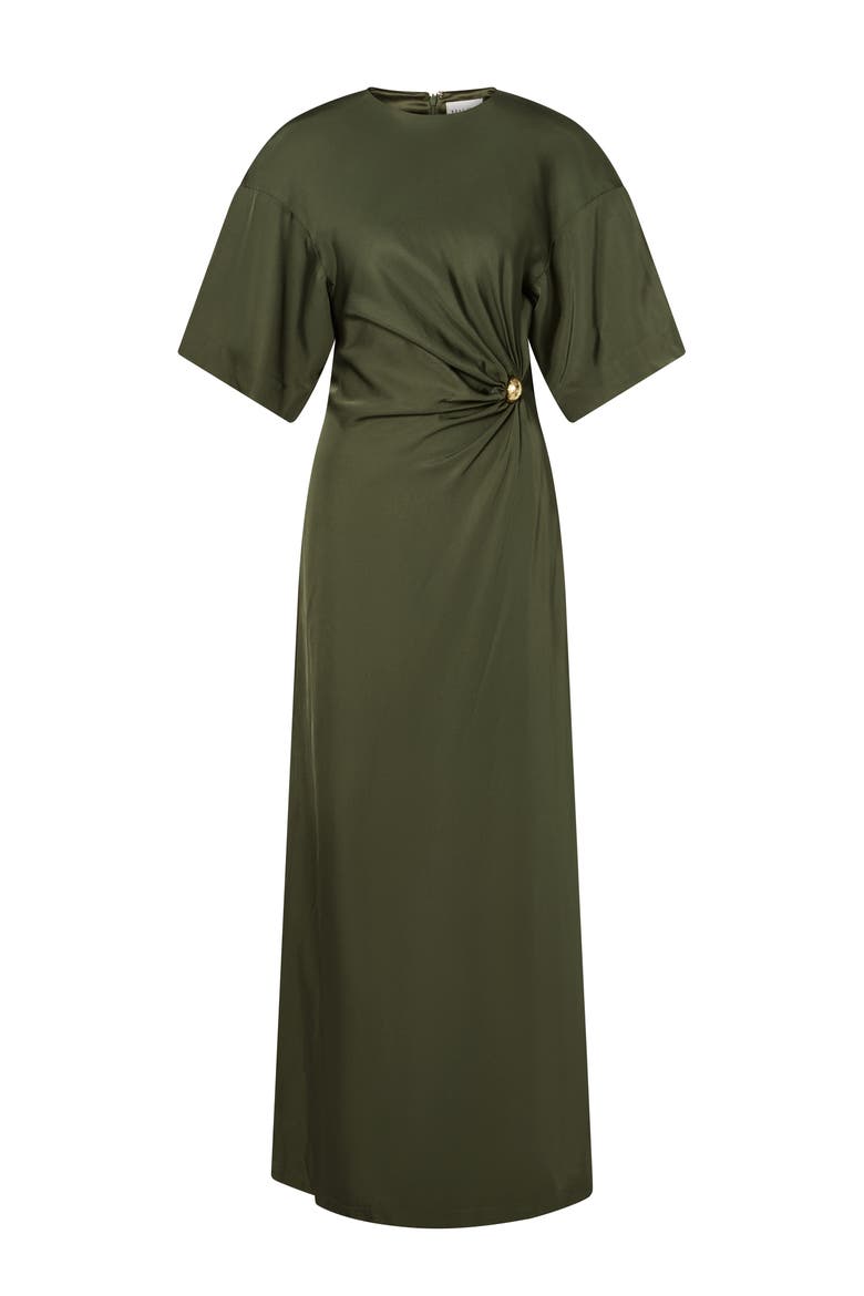 Zilla Brooch Detailed Maxi Dress, Alternate, color, Dusty Olive