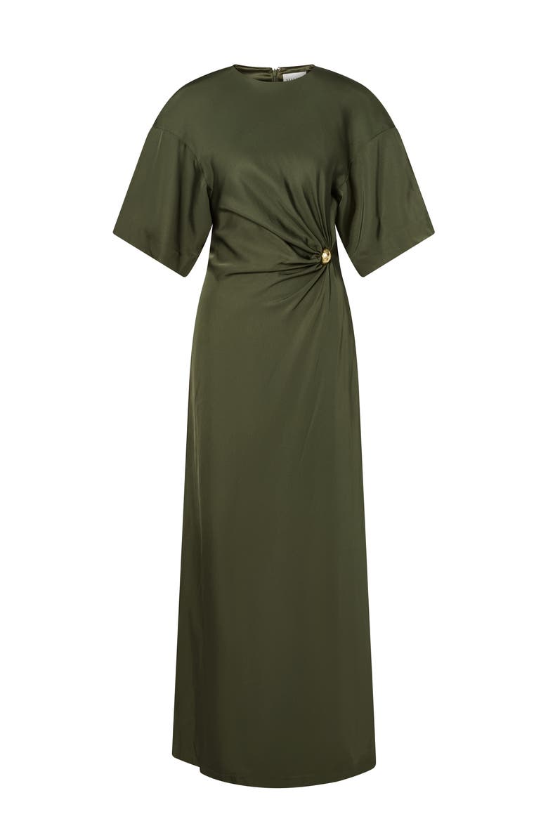 Malina Zilla Brooch Detailed Maxi Dress, Alternate, color, Dusty Olive