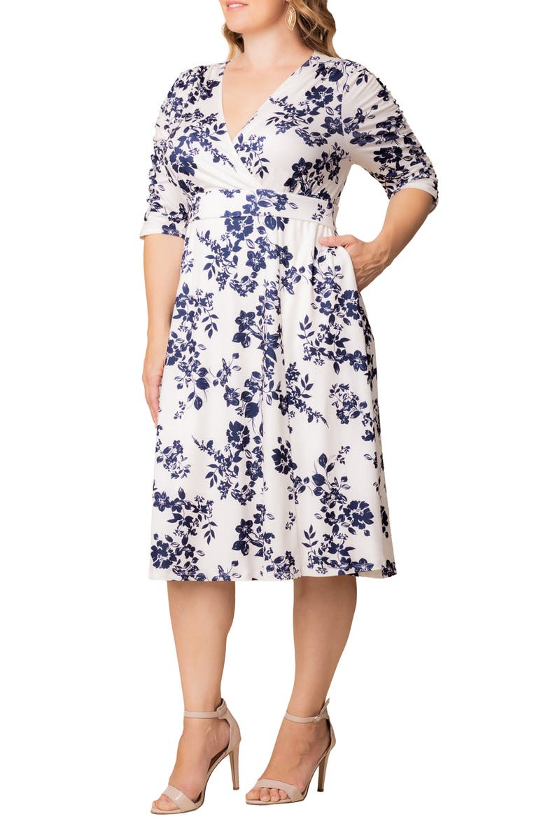 Gabriella Print Jersey A-Line Dress, Alternate, color, IVORY FLORALS