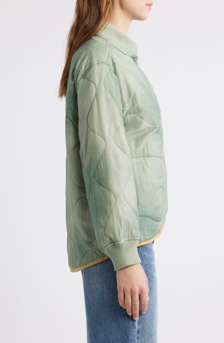 THE GREAT. The Quilted Liner Jacket, Alternate, color, Mottled Green