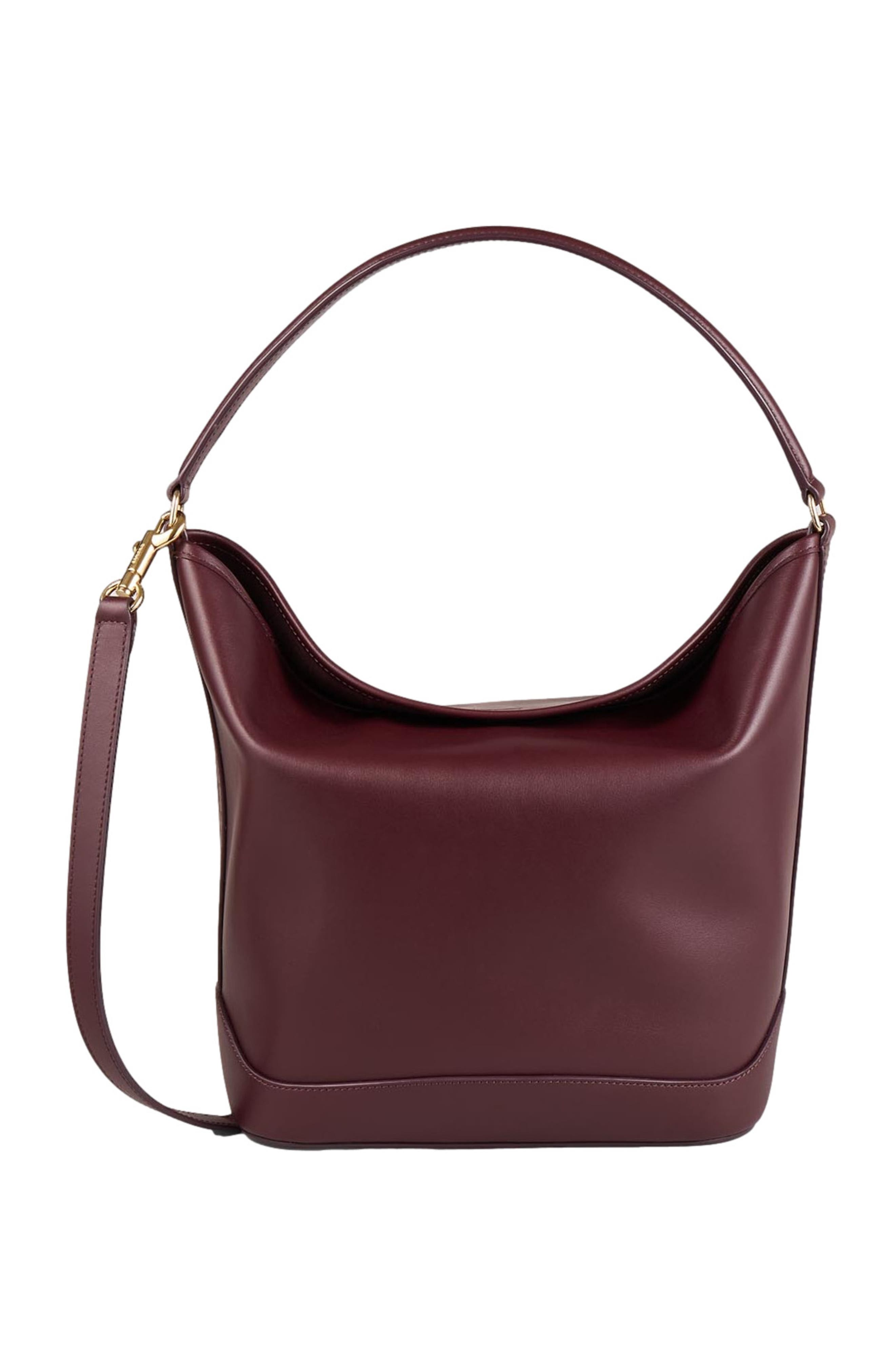 SANDRO Leather bucket bag, Alternate, color, Bordeaux