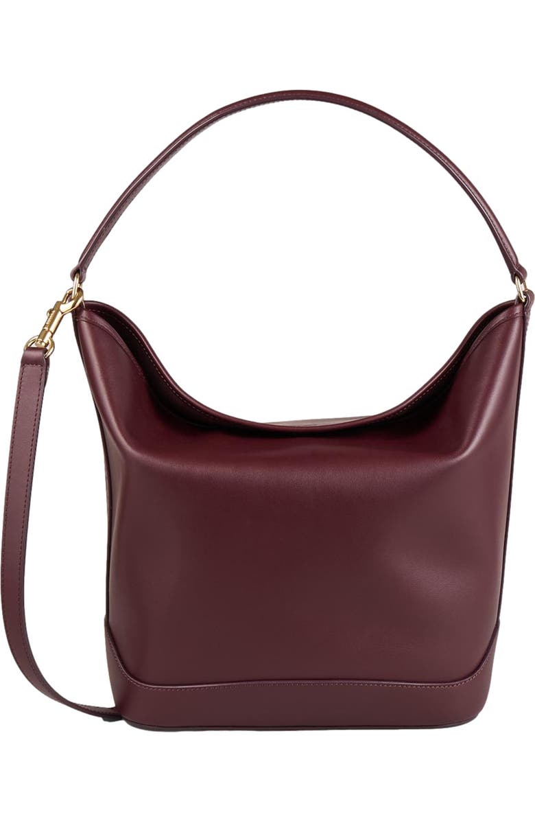 SANDRO Leather bucket bag, Alternate, color, Bordeaux