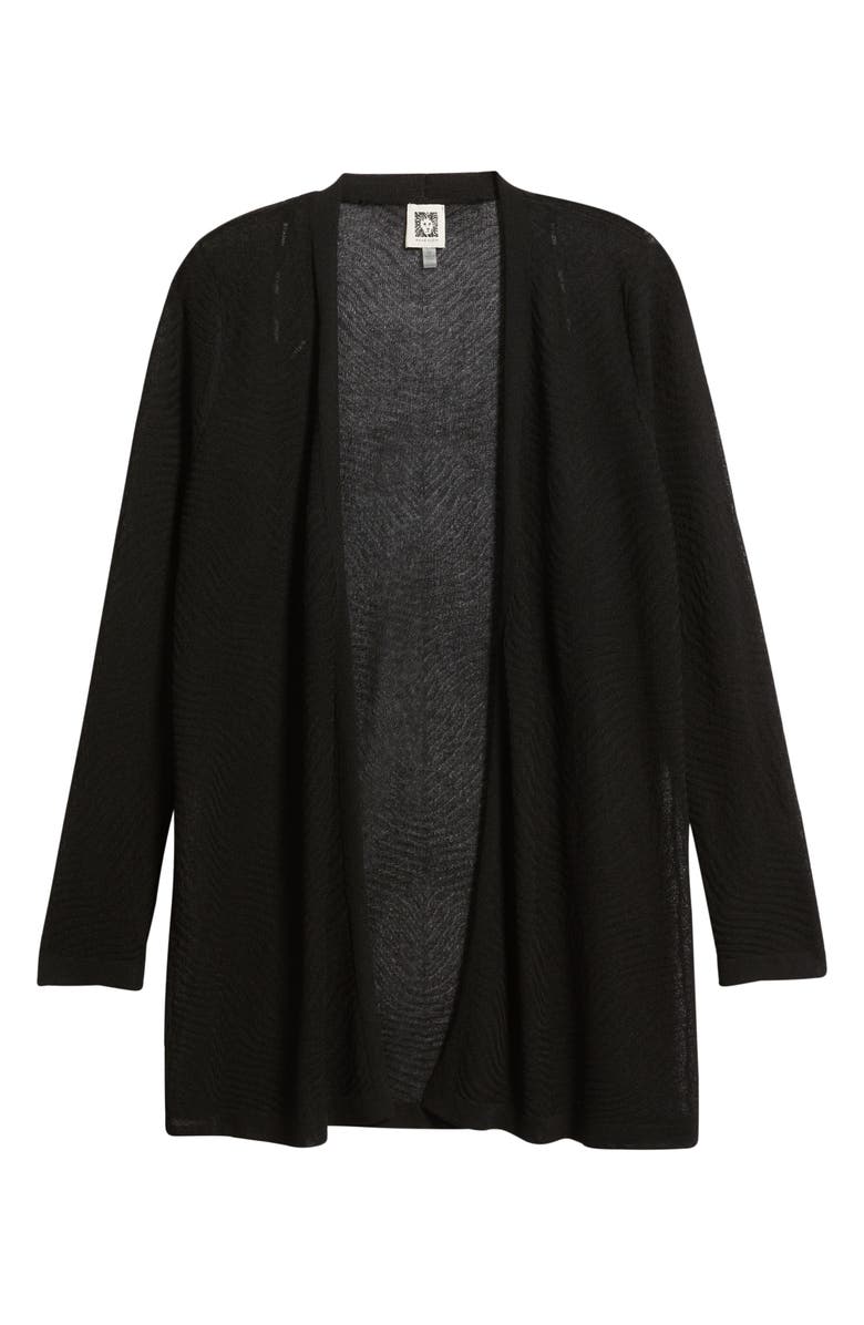 Anne Klein Texture Stitch Sheer Long Cardigan, Alternate, color, Anne Black