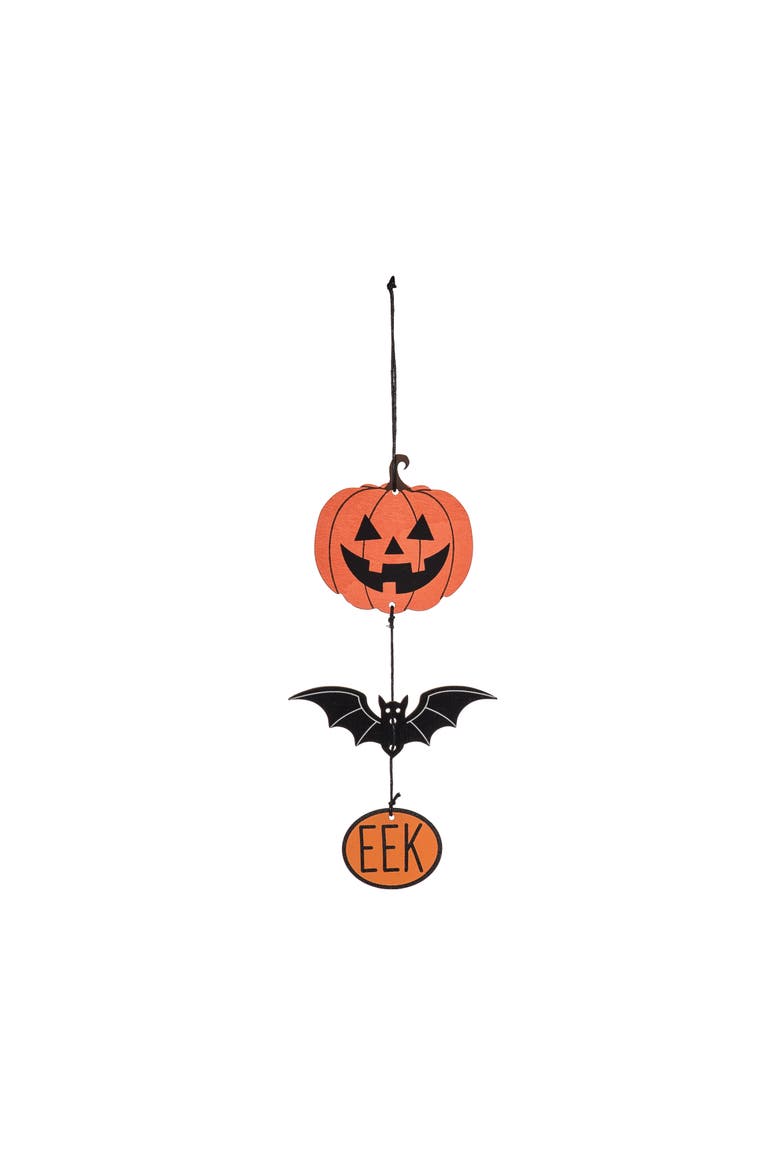 Pumpkin & Bat 3 Tier Christmas Tree Ornament, Main, color, Orange