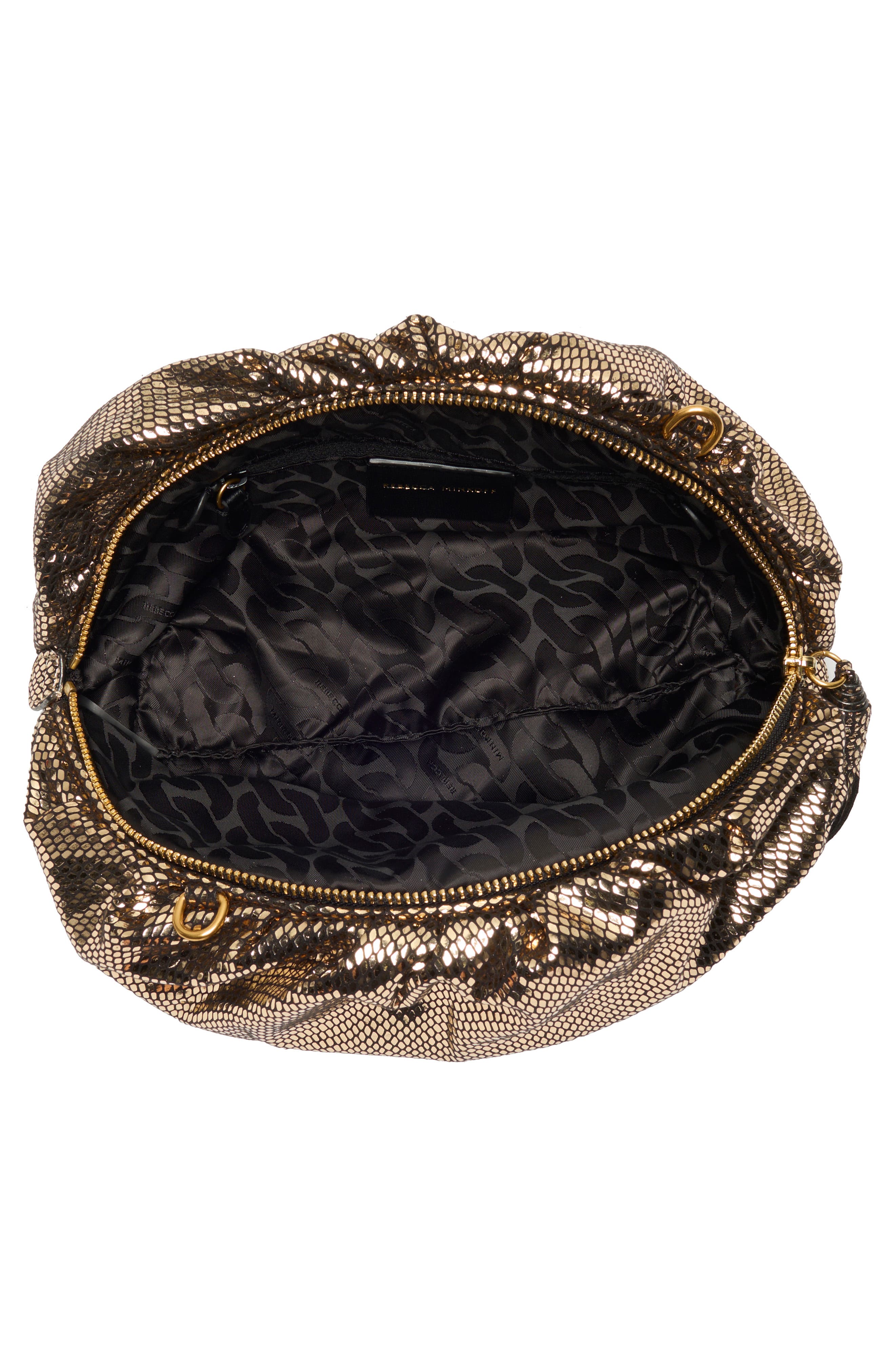 Rebecca Minkoff Small Ruched Clutch, Alternate, color, Gold