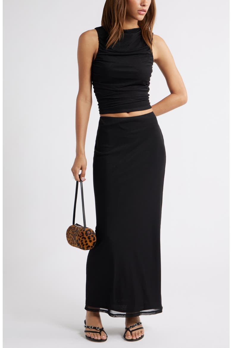 Mesh Maxi Skirt, Alternate, color, BLACK