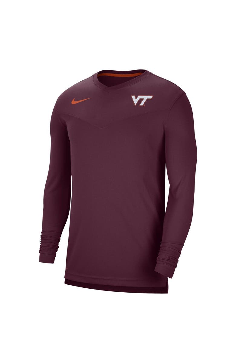 Nike Men's Nike Maroon Virginia Tech Hokies 2022 Coach Performance Long Sleeve V-Neck T-Shirt, Alternate, color, 